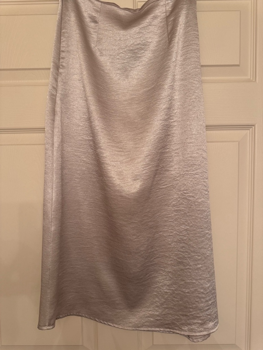 Zara Silver Satin A-Line Midi Skirt - Picture 5 of 11